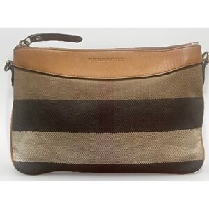 Burberry Peyton House Check Canvas&Leather Crossbody Pouch Bag Brown Nova Check
